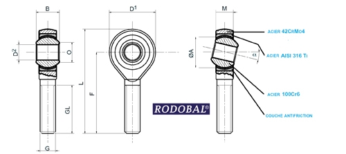 Rotule de direction mâle - POLYCAR CONCEPT SPORT pièces et accessoires pour  la compétition